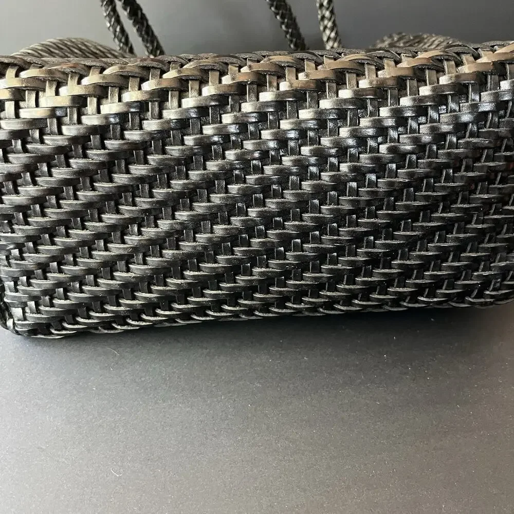 Vintage CEM Woven Woven Shoulder Bag Black